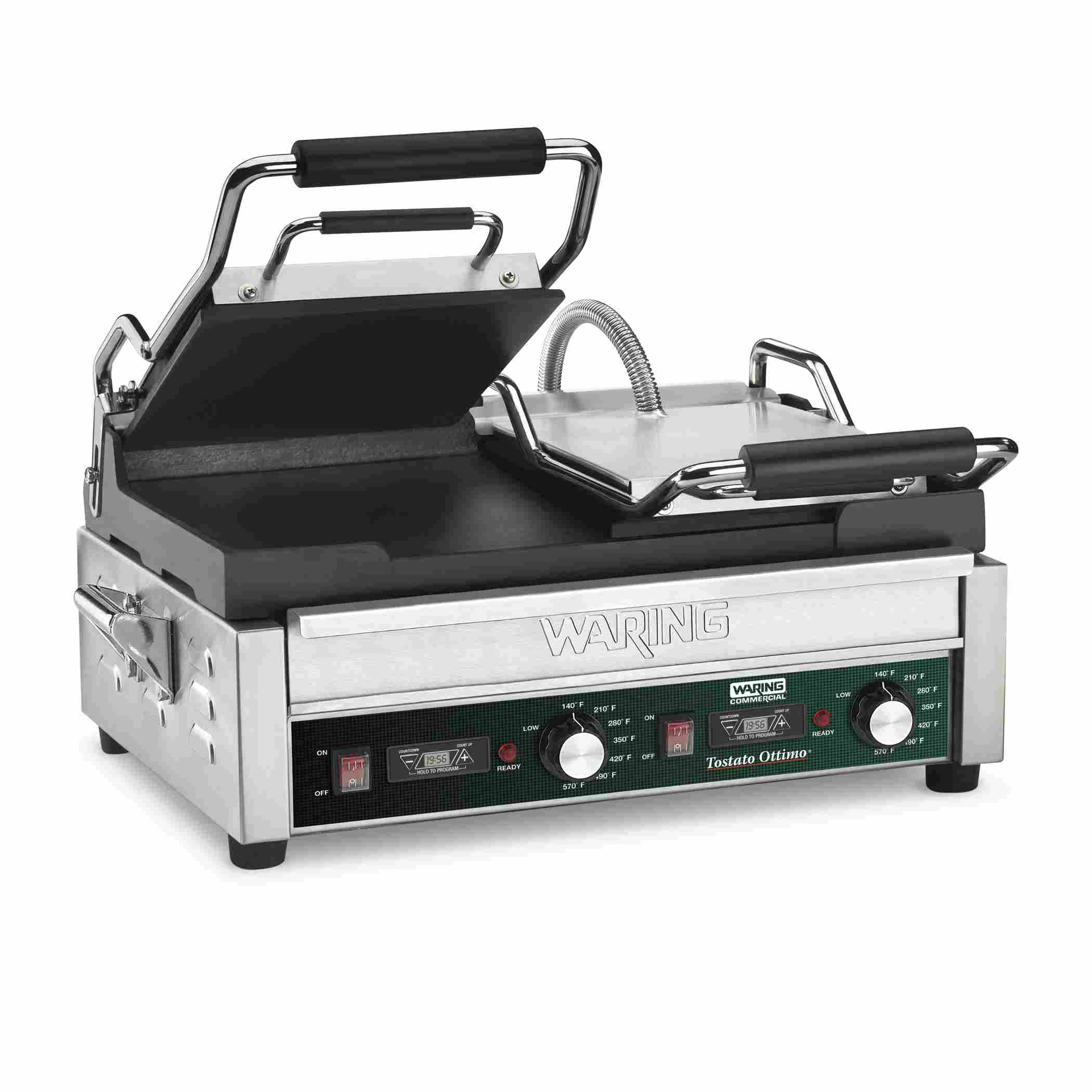 Double Flat Panini Grill with Timer, 9.75" x 9.25", 240 Volt